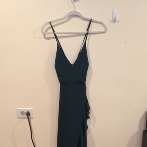 SHEIN Elegant Backless Dark Teal Dress